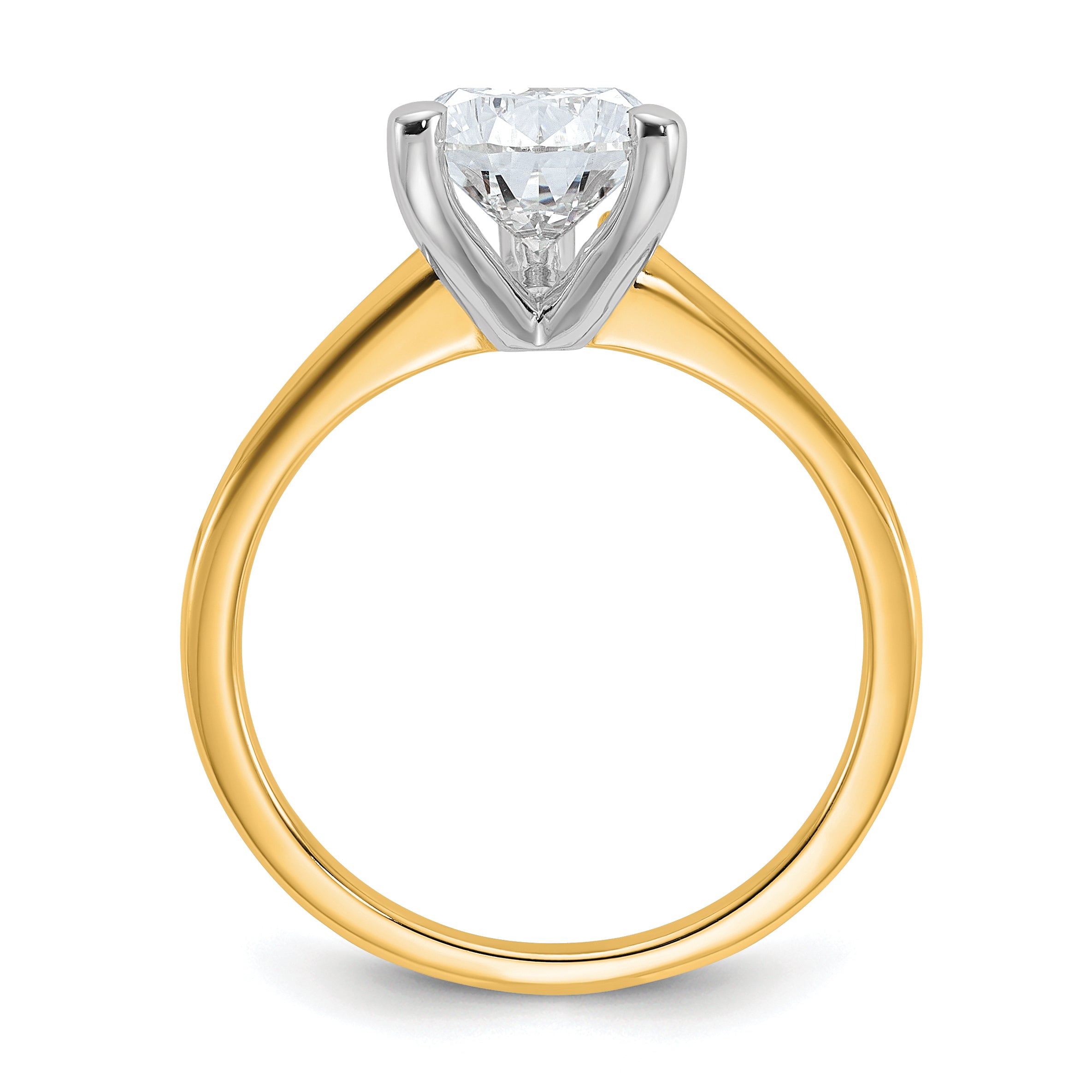 14k Two-tone 2 1/4 carat Certified Lab Grown Diamond VS+ F+ Pear Solitare Complete Engagement Ring