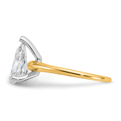 14k Two-tone 2 1/4 carat Certified Lab Grown Diamond VS+ F+ Pear Solitare Complete Engagement Ring