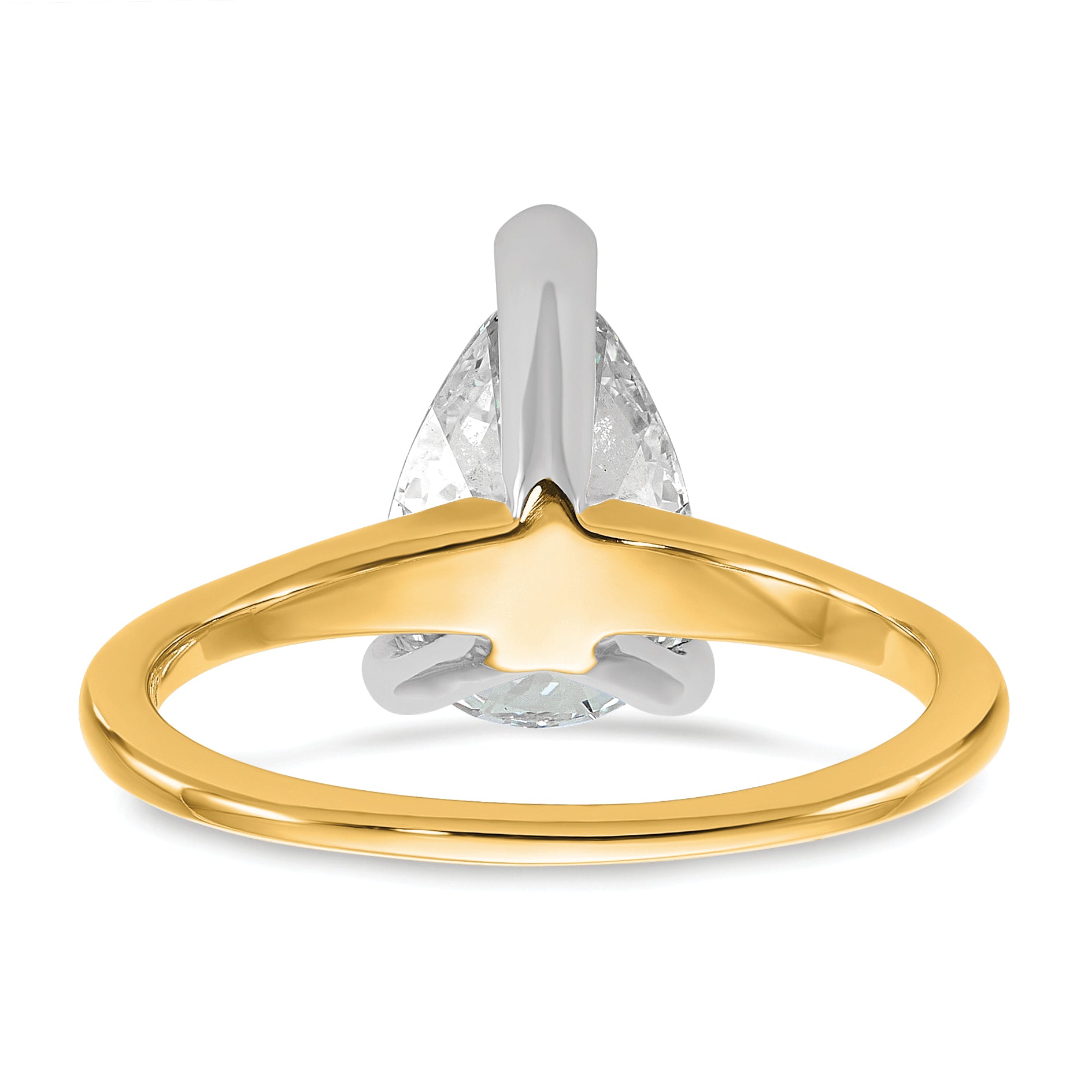 14k Two-tone 2 1/4 carat Certified Lab Grown Diamond VS+ F+ Pear Solitare Complete Engagement Ring