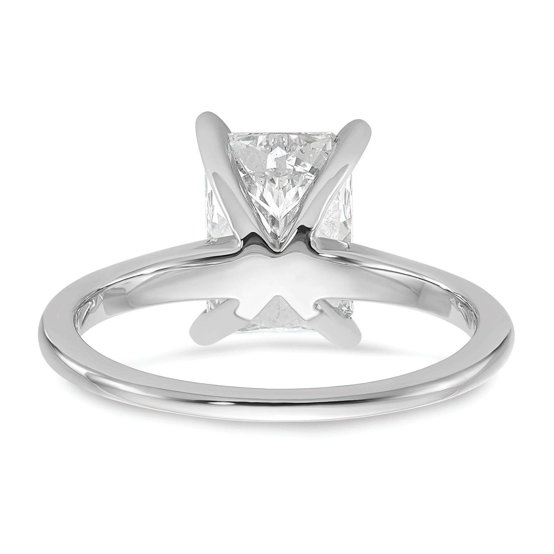 14k White Gold 2 1/4 carat Certified Lab Grown Diamond VS/SI+ G+ Radiant Solitare Complete Engagement Ring