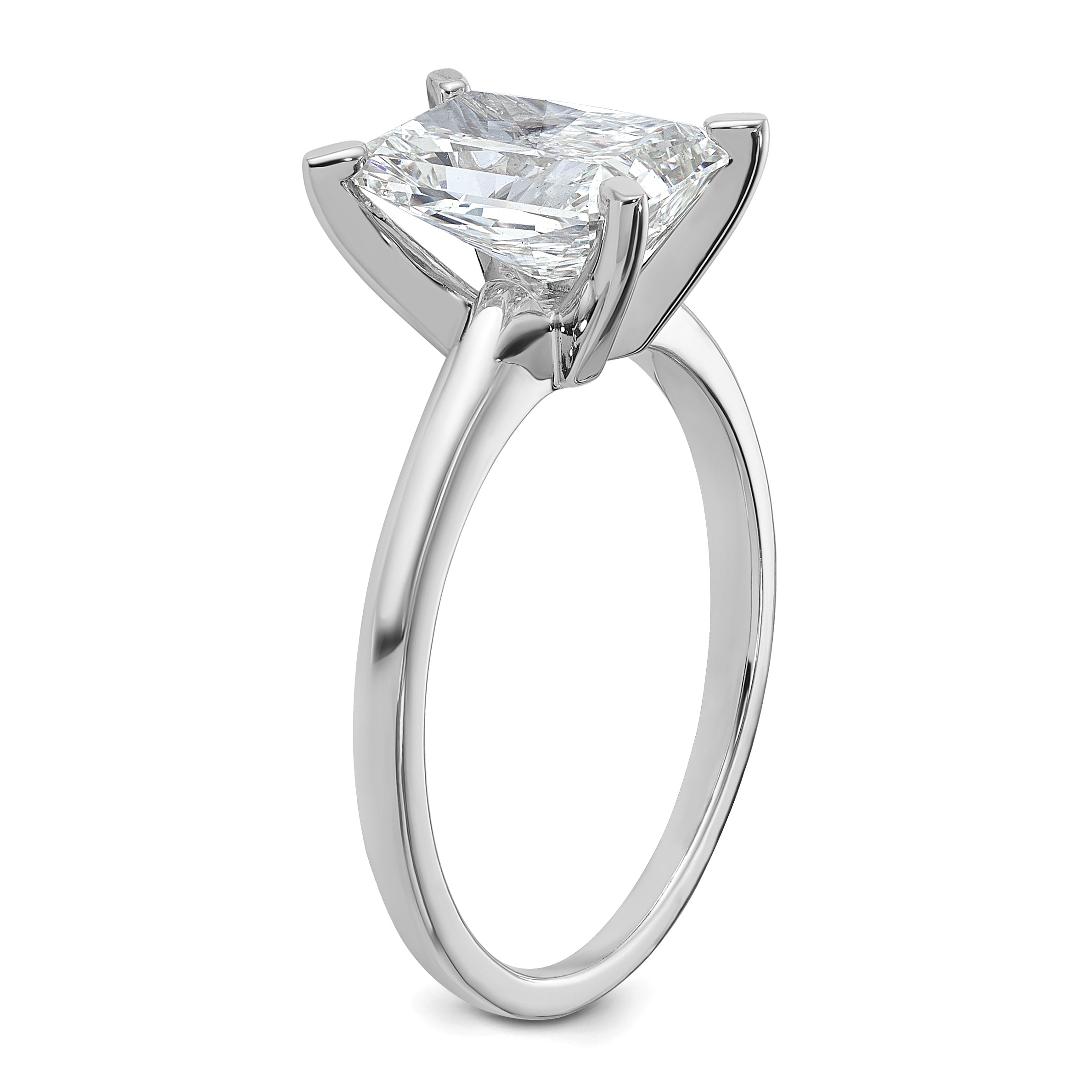14k White Gold 2 1/4 carat Certified Lab Grown Diamond VS/SI+ G+ Radiant Solitare Complete Engagement Ring