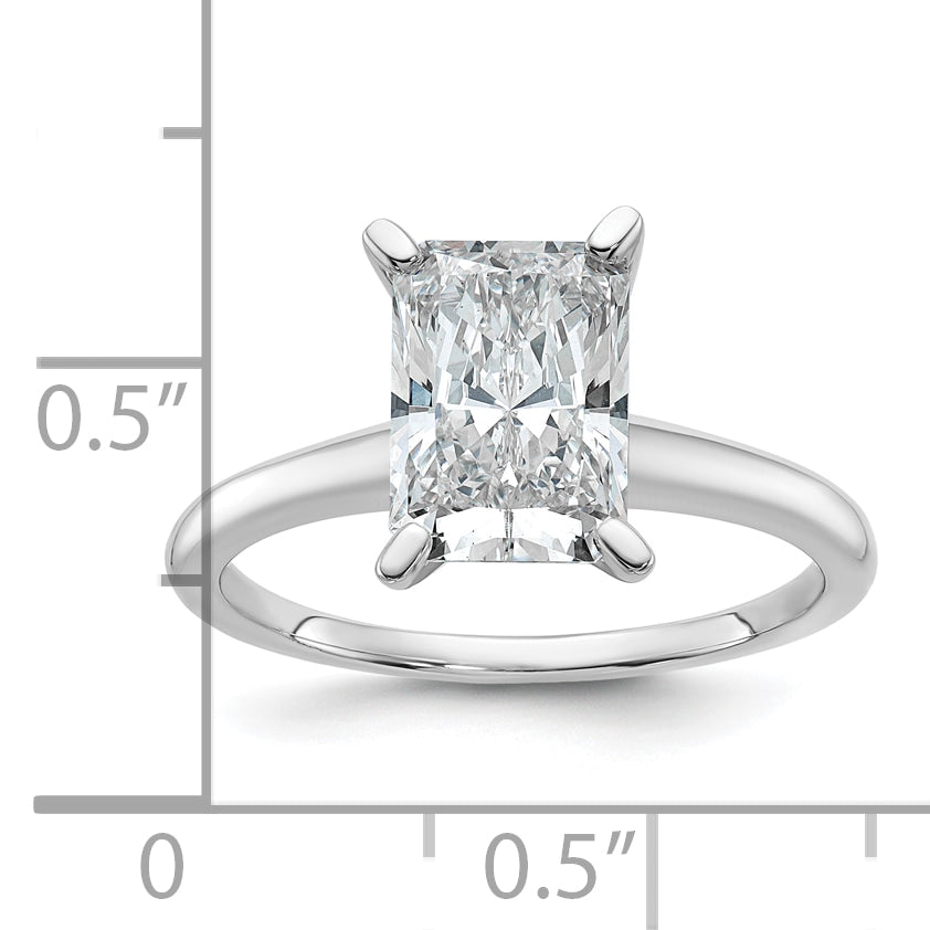 14k White Gold 2 1/4 carat Certified Lab Grown Diamond VS/SI+ G+ Radiant Solitare Complete Engagement Ring