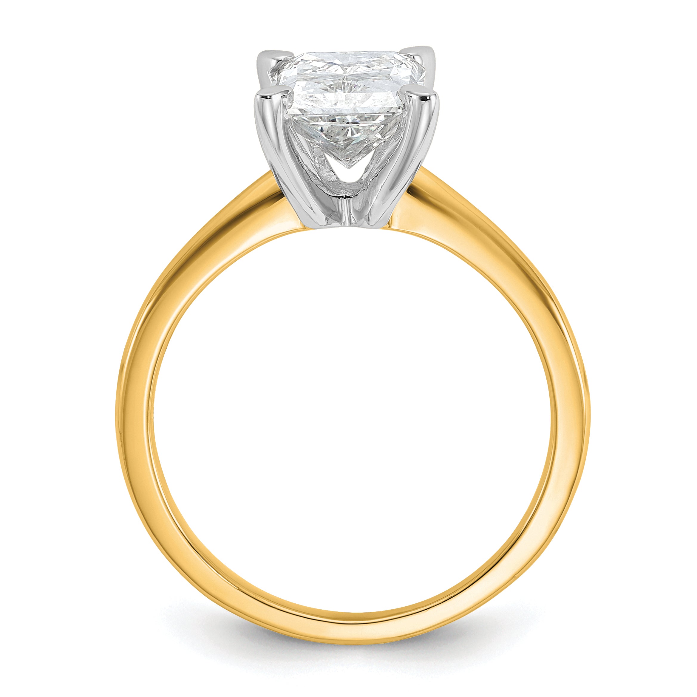 14k Two-tone 2 1/4 carat Lab Grown Diamond VS/SI+ G+ Radiant Solitare Complete Engagement Ring