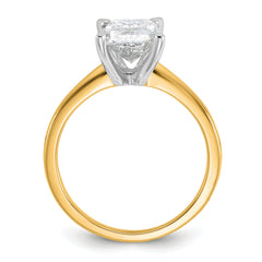 14k Two-tone 2 1/4 carat Certified Lab Grown Diamond VS+ F+ Radiant Solitare Complete Engagement Ring