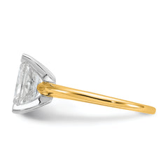 14k Two-tone 2 1/4 carat Lab Grown Diamond VS+ F+ Radiant Solitare Complete Engagement Ring