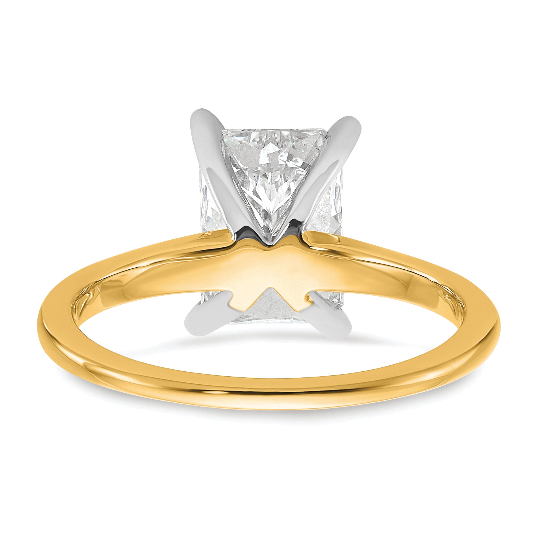 14k Two-tone 2 1/4 carat Certified Lab Grown Diamond VS+ F+ Radiant Solitare Complete Engagement Ring