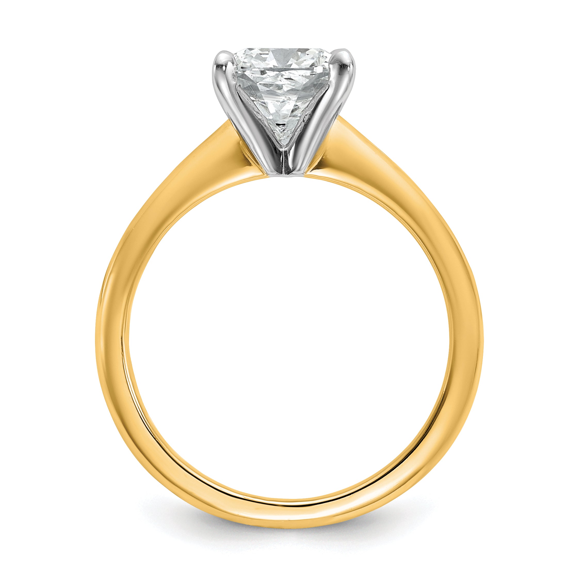 14k Two-tone 2 1/2 carat Lab Grown Diamond VS/SI+ G+ Cushion Complete Solitare Engagement Ring
