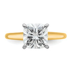 14k Two-tone 2 1/2 carat Lab Grown Diamond VS/SI+ G+ Cushion Complete Solitare Engagement Ring