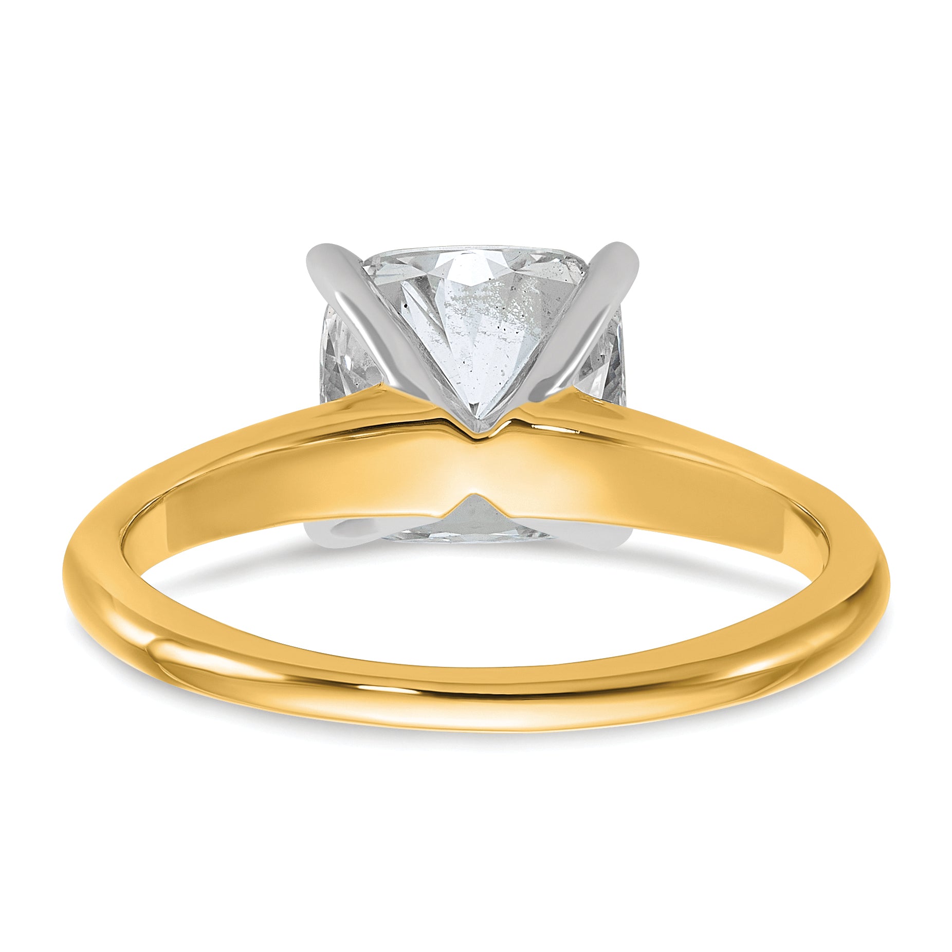 14k Two-tone 2 1/2 carat Lab Grown Diamond VS/SI+ G+ Cushion Complete Solitare Engagement Ring