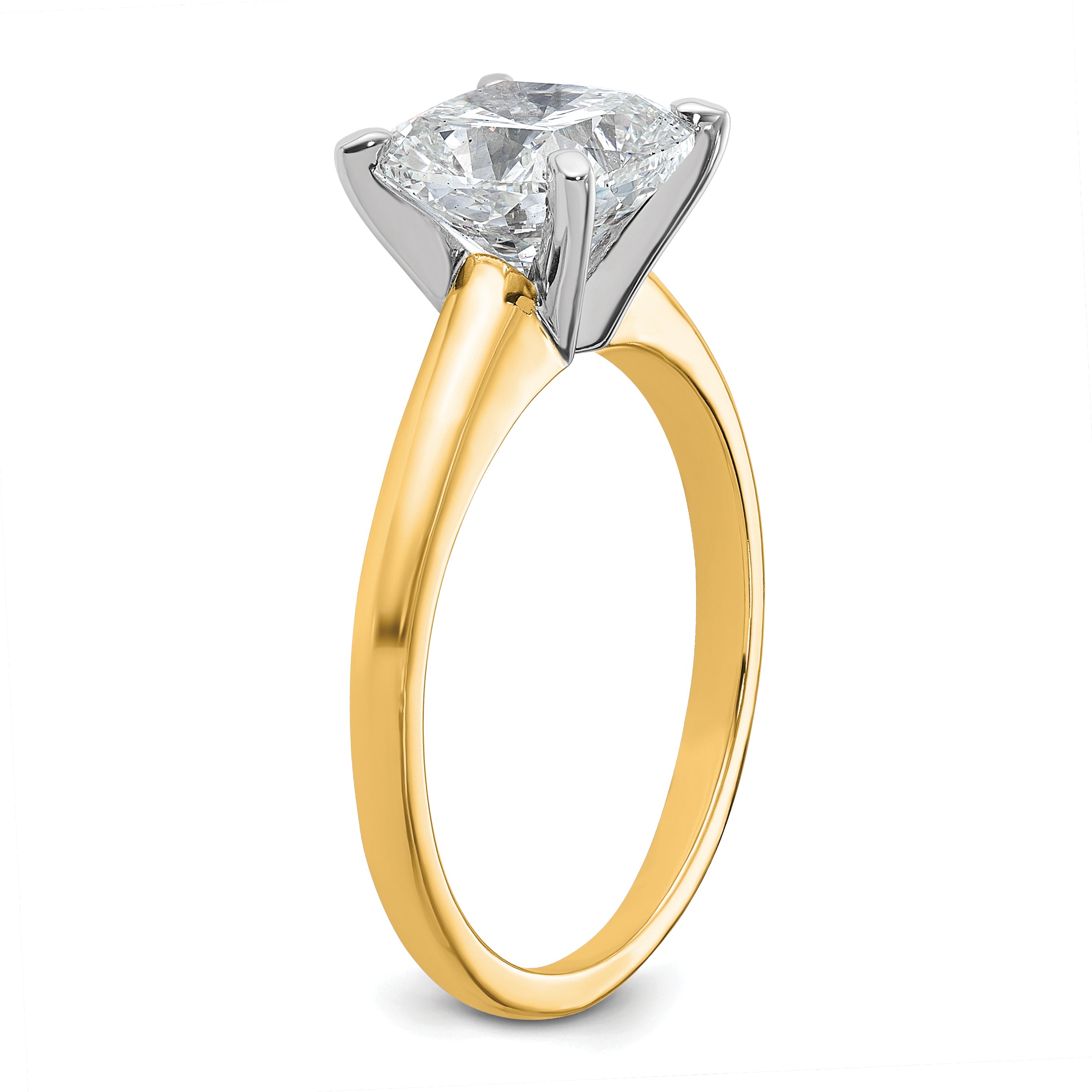 14k Two-tone 2 1/2 carat Lab Grown Diamond VS/SI+ G+ Cushion Complete Solitare Engagement Ring