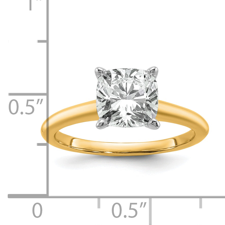 14k White Gold 2 1/2 carat Certified Lab Grown Diamond VS+ F+ Cushion Complete Solitare Engagement Ring
