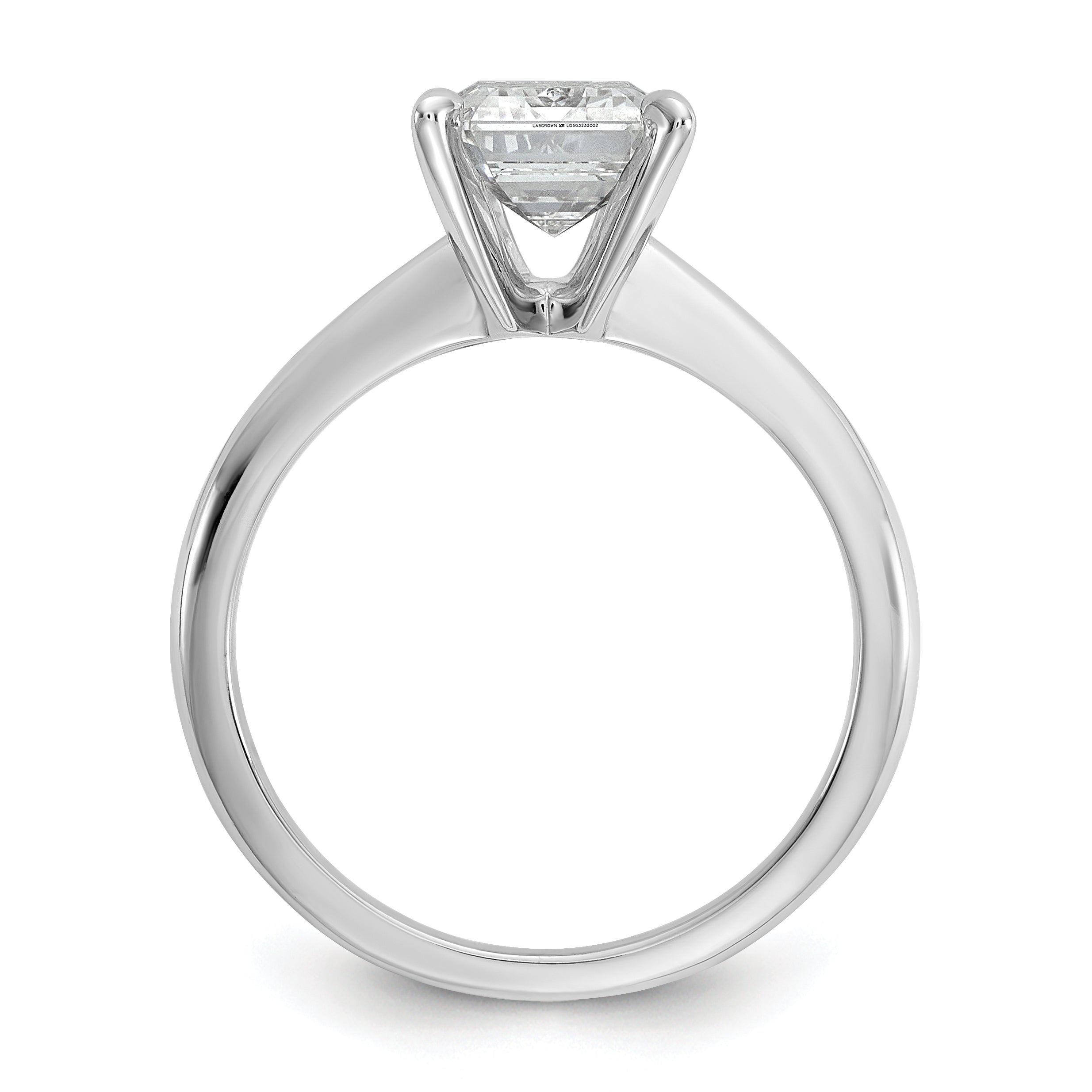 14k White Gold 2 1/2 carat Certified Lab Grown Diamond VS+ F+ Emerald Solitare Complete Engagement Ring