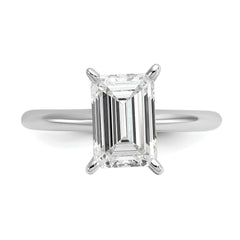 14k White Gold 2 1/2 carat Lab Grown Diamond VS+ F+ Emerald Solitare Complete Engagement Ring