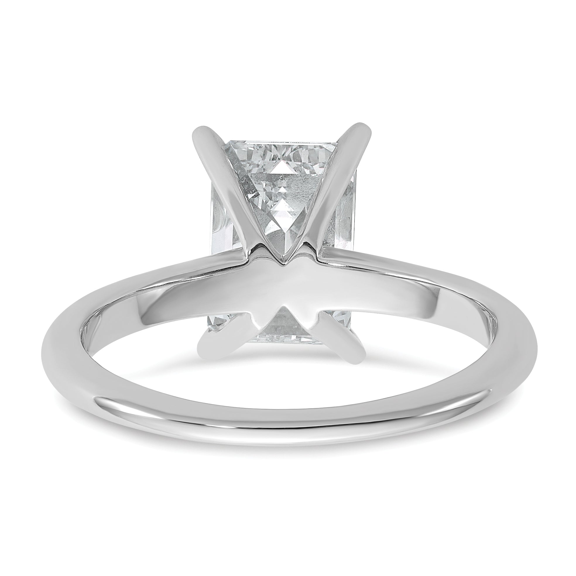 14k White Gold 2 1/2 carat Lab Grown Diamond VS+ F+ Emerald Solitare Complete Engagement Ring