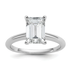 14k White Gold 2 1/2 carat Lab Grown Diamond VS+ F+ Emerald Solitare Complete Engagement Ring