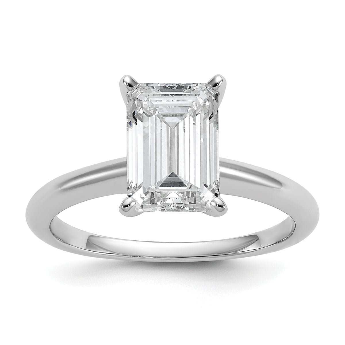 14k White Gold 2 1/2 carat Certified Lab Grown Diamond VS+ F+ Emerald Solitare Complete Engagement Ring