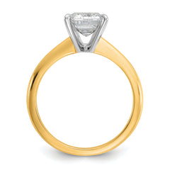 14k Two-tone 2 1/2 carat Certified Lab Grown Diamond VS+ F+ Emerald Solitare Complete Engagement Ring