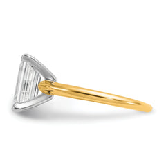 14k Two-tone 2 1/2 carat Certified Lab Grown Diamond VS+ F+ Emerald Solitare Complete Engagement Ring
