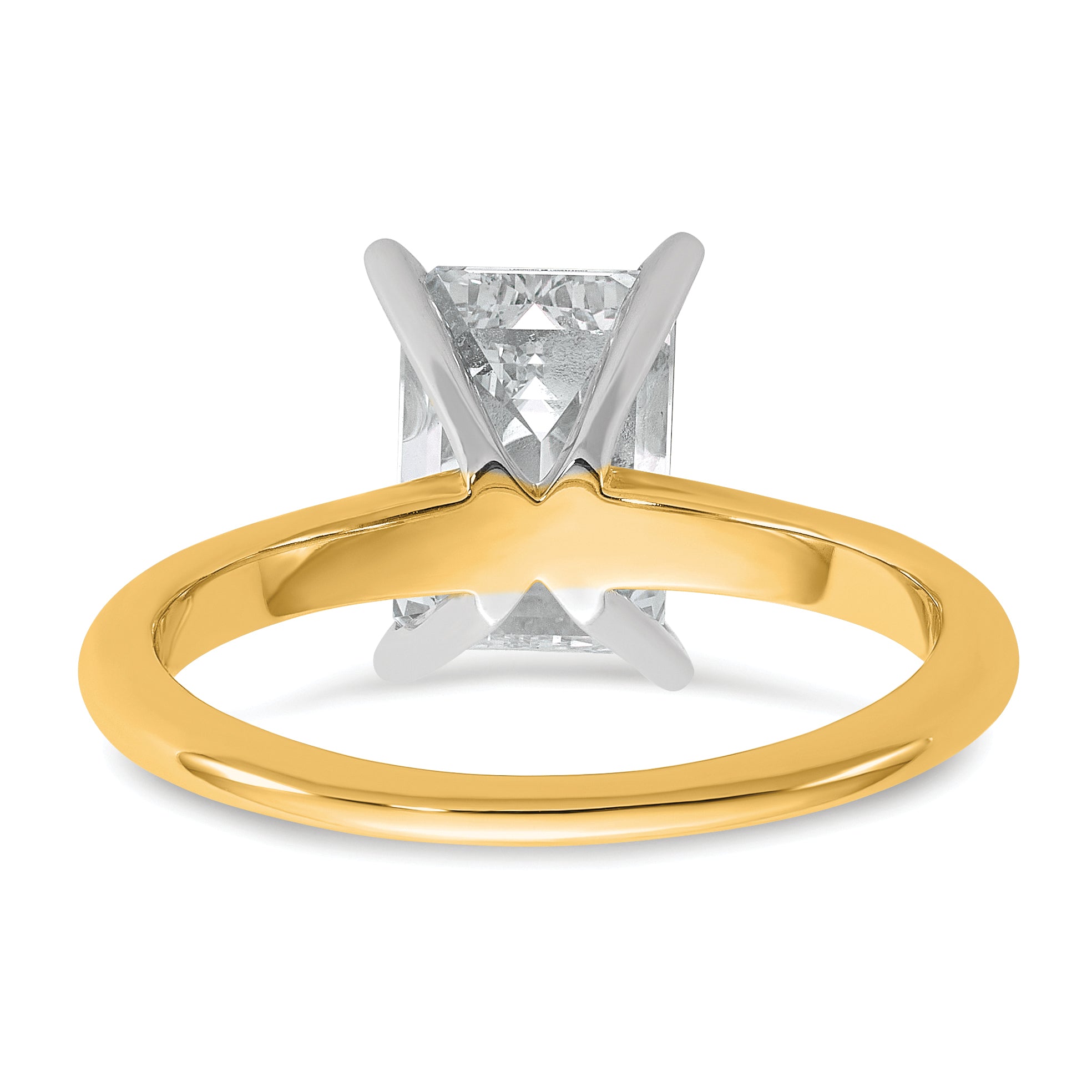 14k Two-tone 2 1/2 carat Lab Grown Diamond VS/SI+ G+ Emerald Solitare Complete Engagement Ring