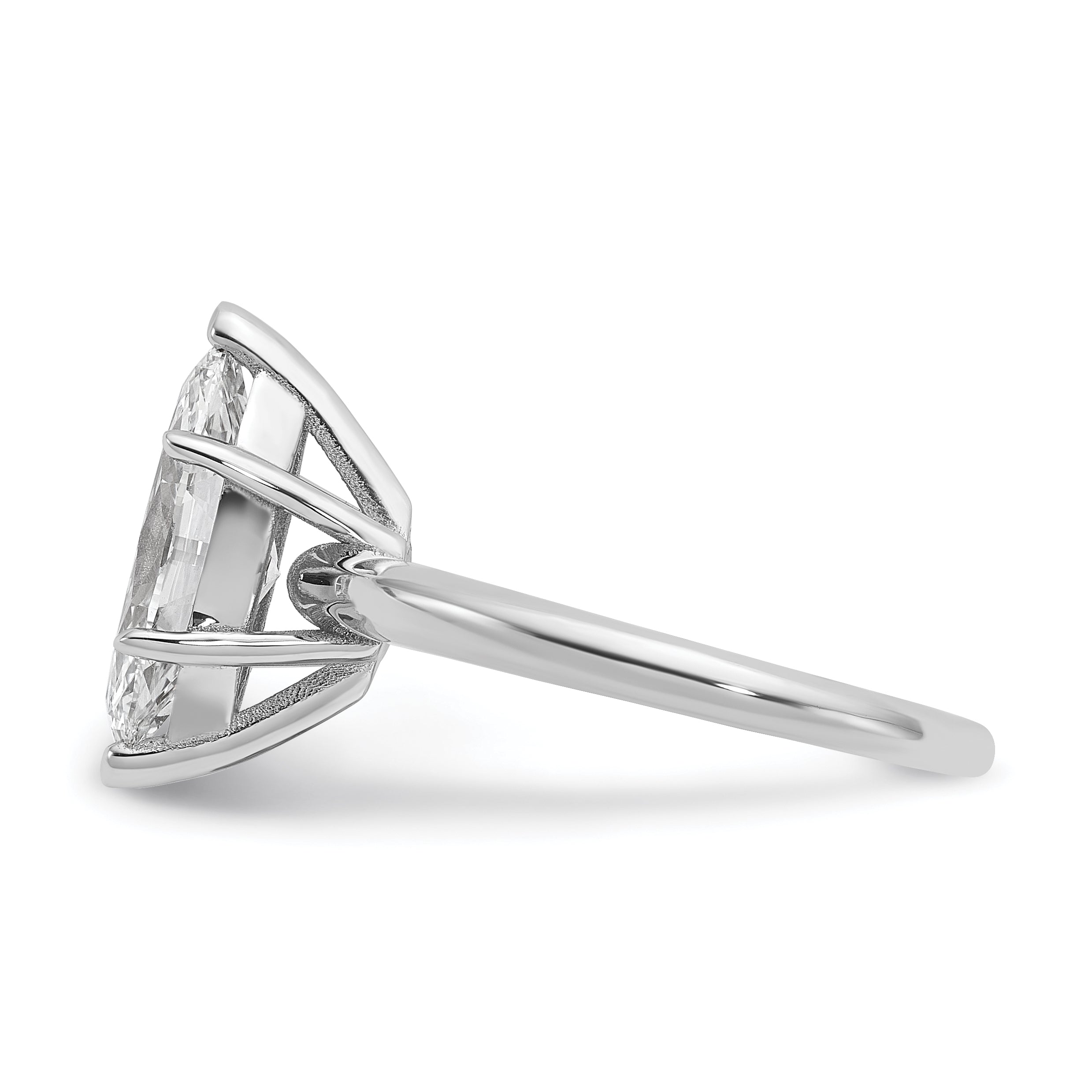 14k White Gold 2 1/2 carat Certified Lab Grown Diamond VS+ F+ Marquise Solitare Complete Engagement Ring