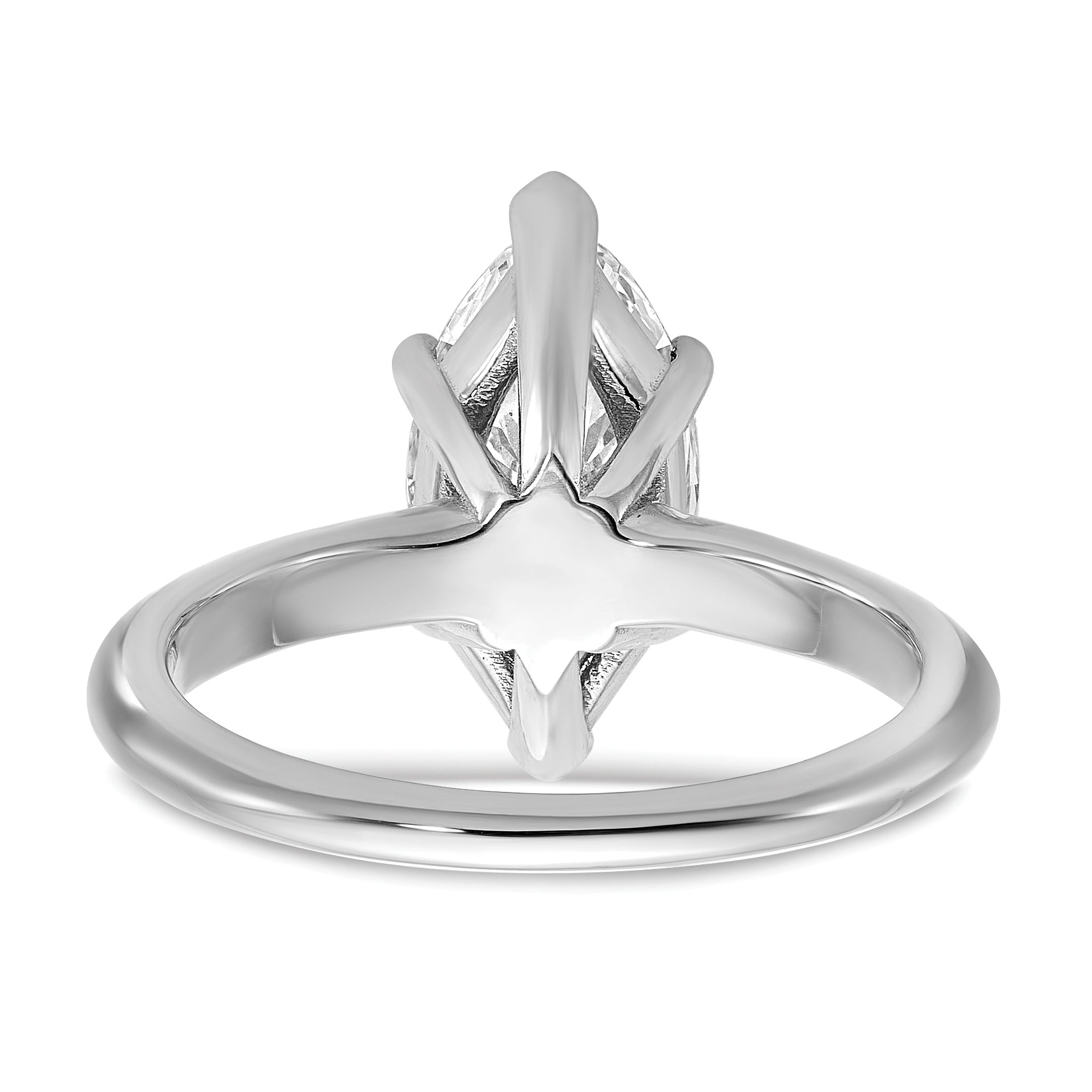 14k White Gold 2 1/2 carat Lab Grown Diamond VS+ F+ Marquise Solitare Complete Engagement Ring
