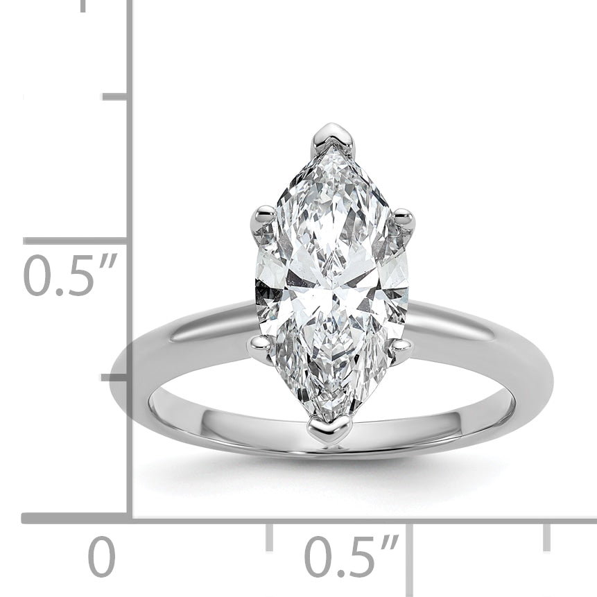 14k White Gold 2 1/2 carat Lab Grown Diamond VS+ F+ Marquise Solitare Complete Engagement Ring