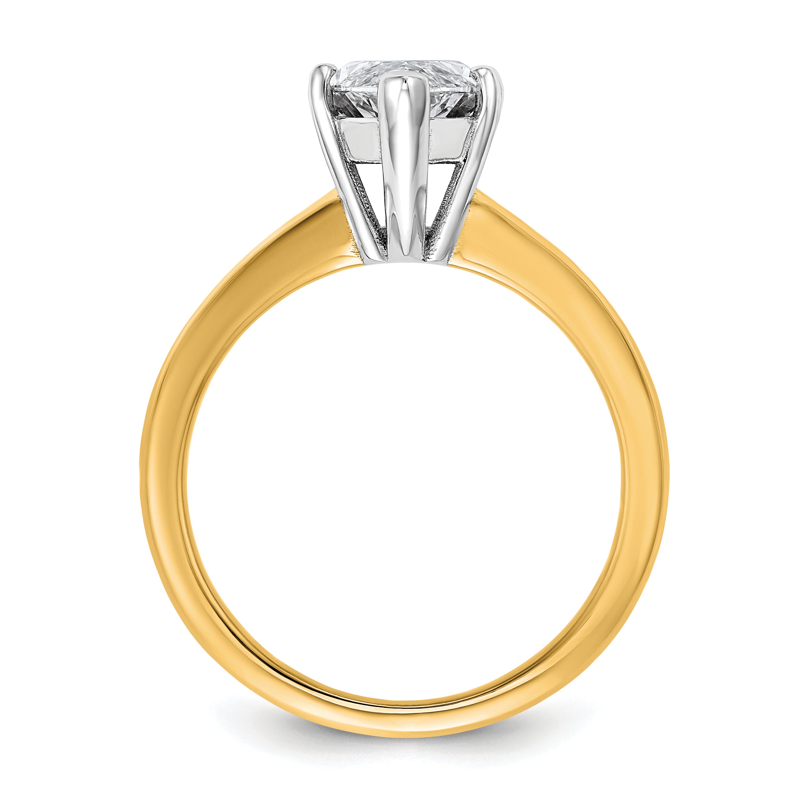 14k Two-tone 2 1/2 carat Certified Lab Grown Diamond VS+ F+ Marquise Solitare Complete Engagement Ring