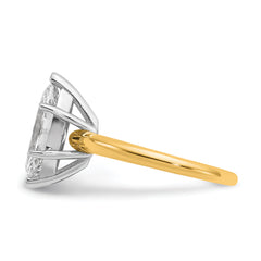 14k Two-tone 2 1/2 carat Certified Lab Grown Diamond VS+ F+ Marquise Solitare Complete Engagement Ring