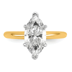 14k Two-tone 2 1/2 carat Certified Lab Grown Diamond VS+ F+ Marquise Solitare Complete Engagement Ring