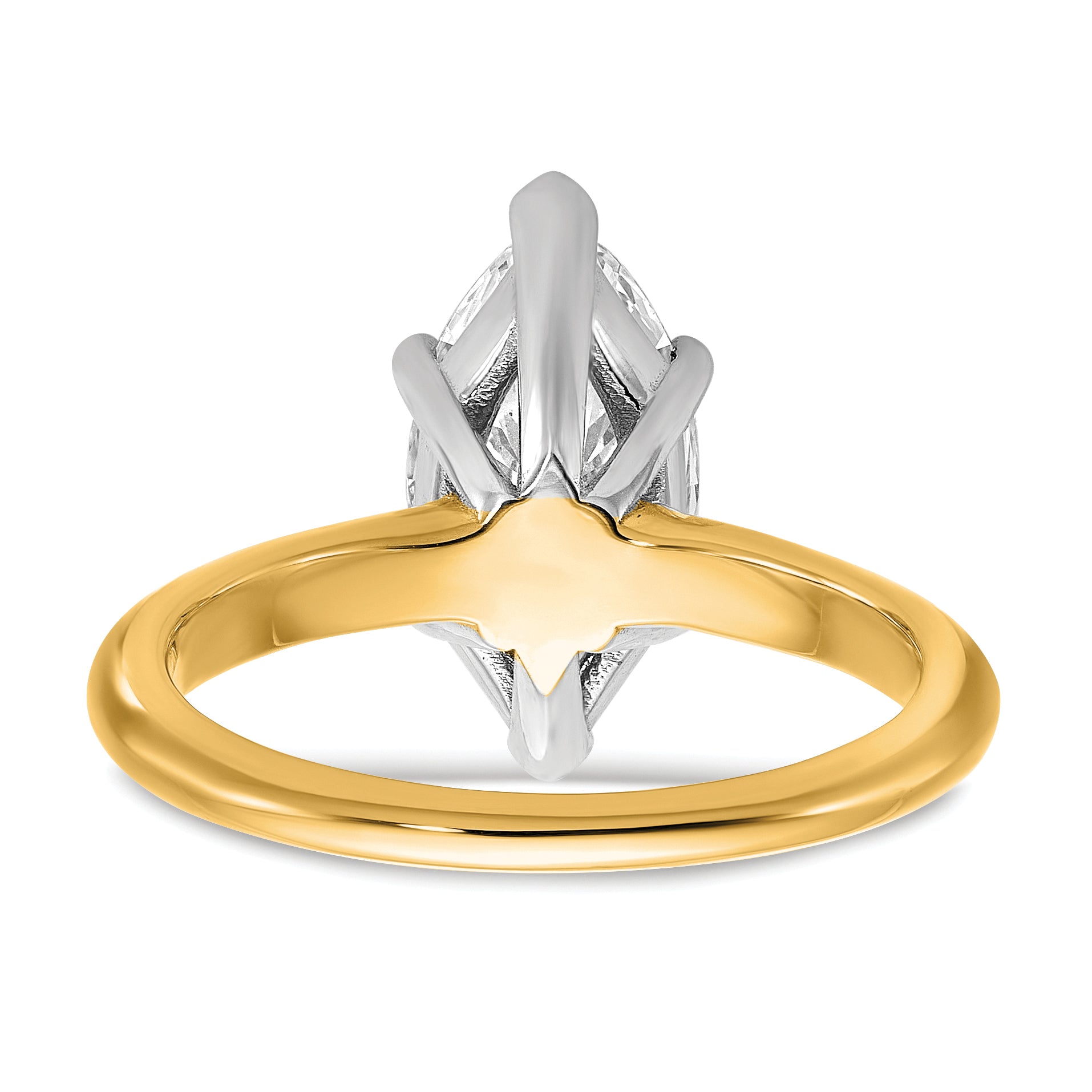 14k Two-tone 2 1/2 carat Lab Grown Diamond VS/SI+ G+ Marquise Solitare Complete Engagement Ring