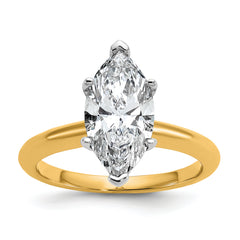 14k Two-tone 2 1/2 carat Lab Grown Diamond VS/SI+ G+ Marquise Solitare Complete Engagement Ring