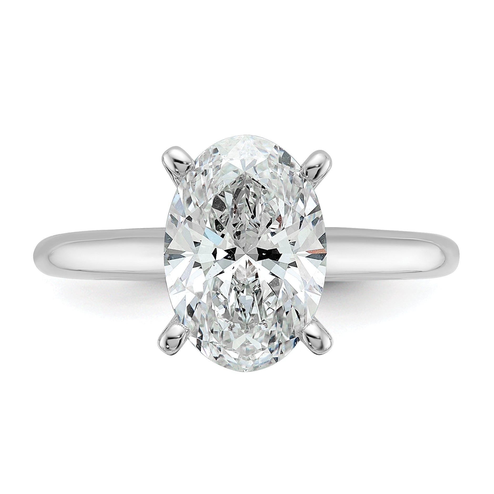 14k White Gold 2 1/2 carat Certified Lab Grown Diamond VS+ F+ Oval Complete Solitaire Engagement Ring