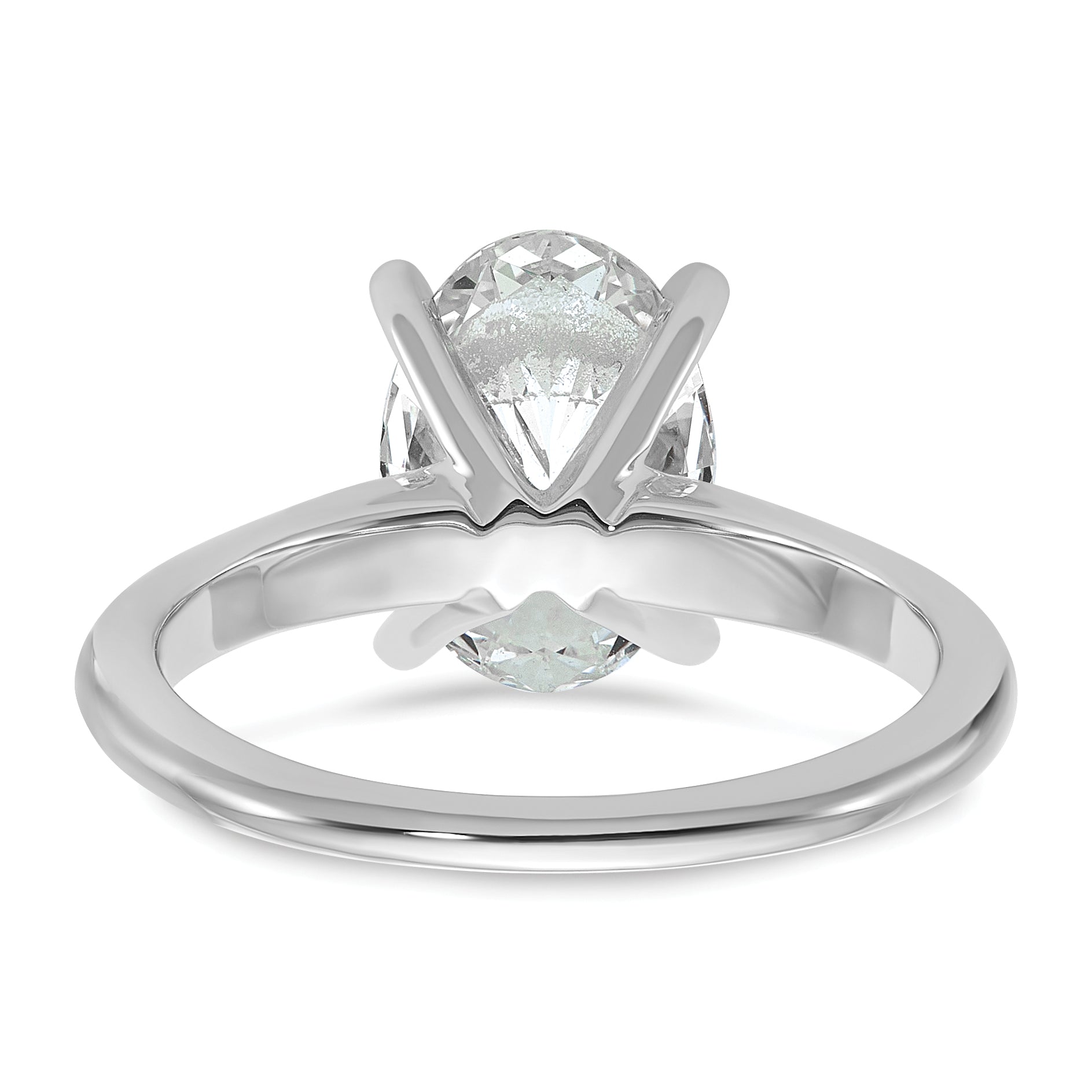 14k White Gold 2 1/2 carat Certified Lab Grown Diamond VS+ F+ Oval Complete Solitaire Engagement Ring