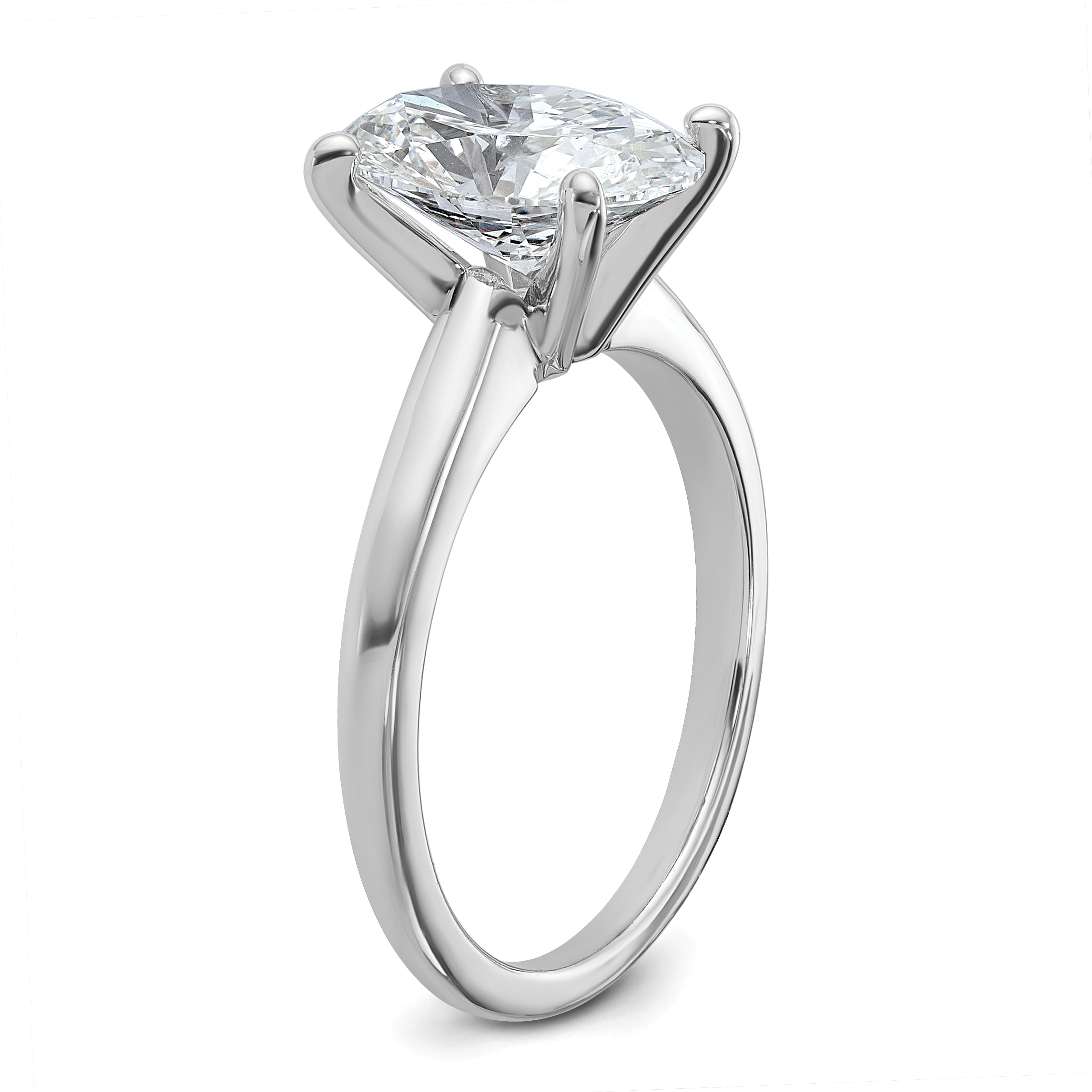 14k White Gold 2 1/2 carat Certified Lab Grown Diamond VS+ F+ Oval Complete Solitaire Engagement Ring