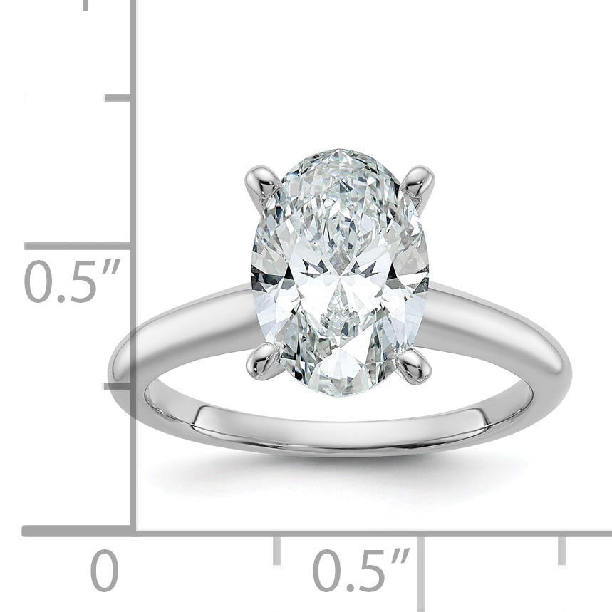 14k White Gold 2 1/2 carat Certified Lab Grown Diamond VS+ F+ Oval Complete Solitaire Engagement Ring