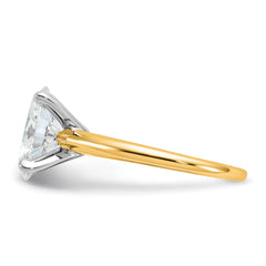 14k Two-Tone 2 1/2 carat Certified Lab Grown Diamond VS+ F+ Oval Complete Solitaire Engagement Ring