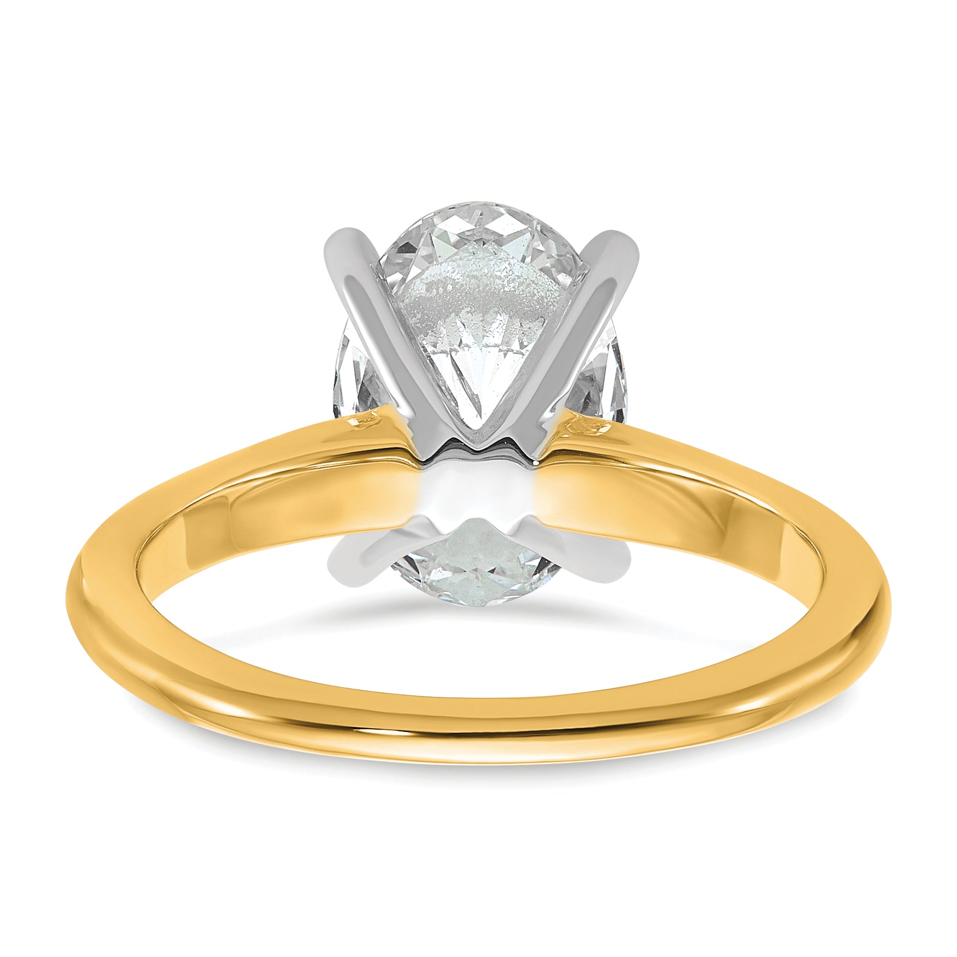 14k Two-Tone 2 1/2 carat Lab Grown Diamond VS/SI+ G+ Oval Complete Solitaire Engagement Ring
