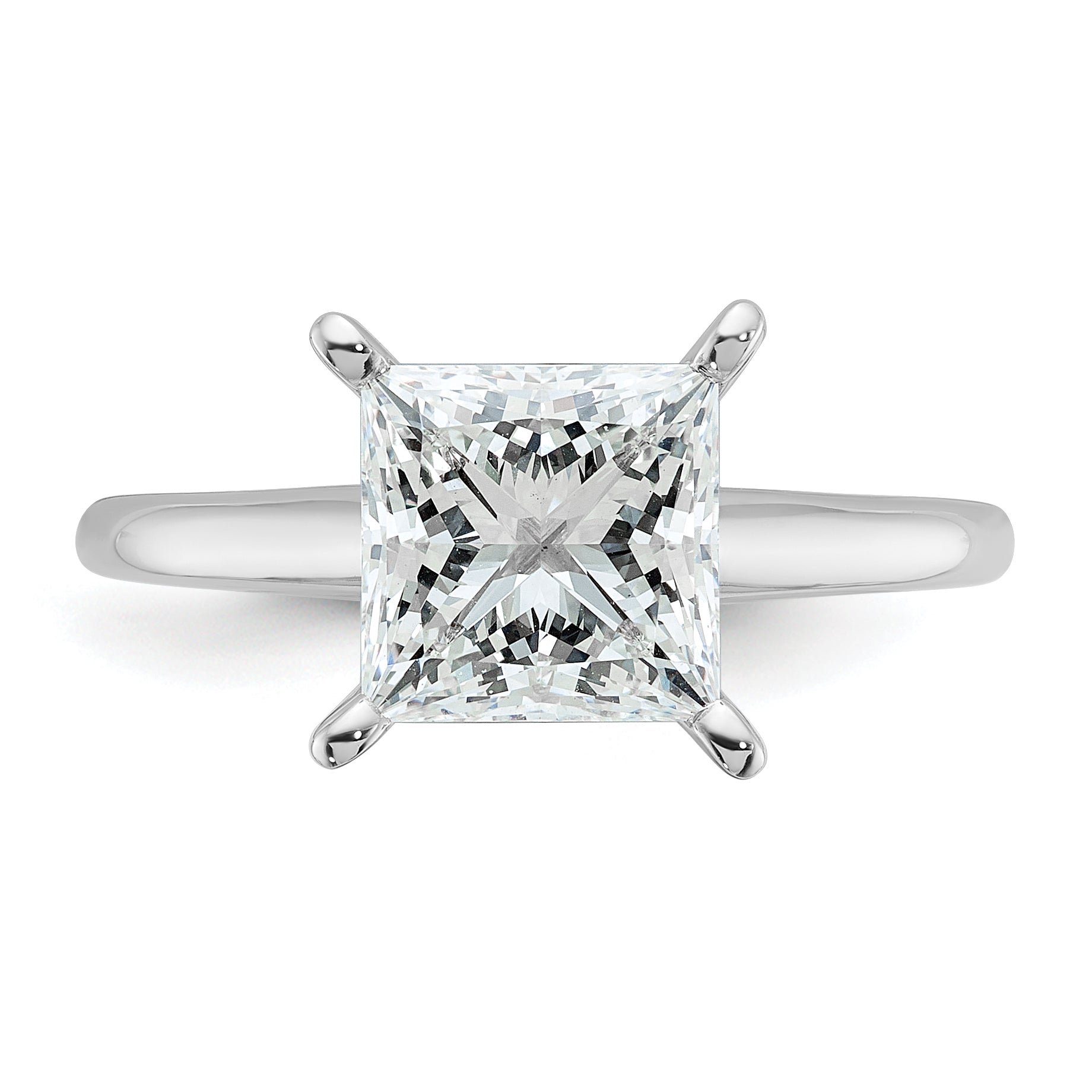 14k White Gold 2 1/2 carat Certified Lab Grown Diamond VS+ F+ Princess Complete Solitare Engagement Ring