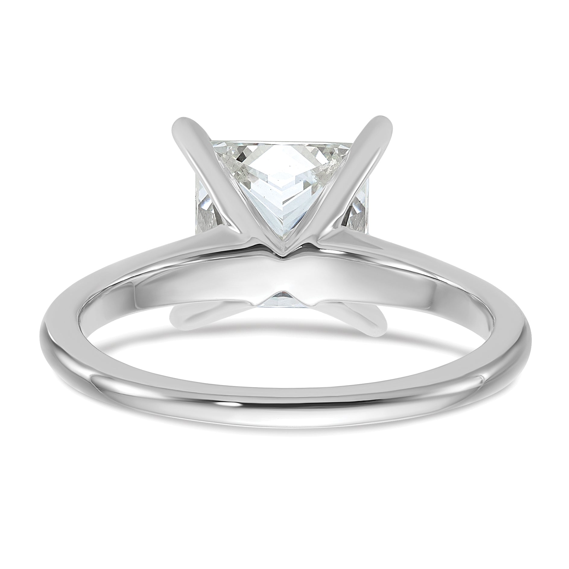 14k White Gold 2 1/2 carat Certified Lab Grown Diamond VS+ F+ Princess Complete Solitare Engagement Ring