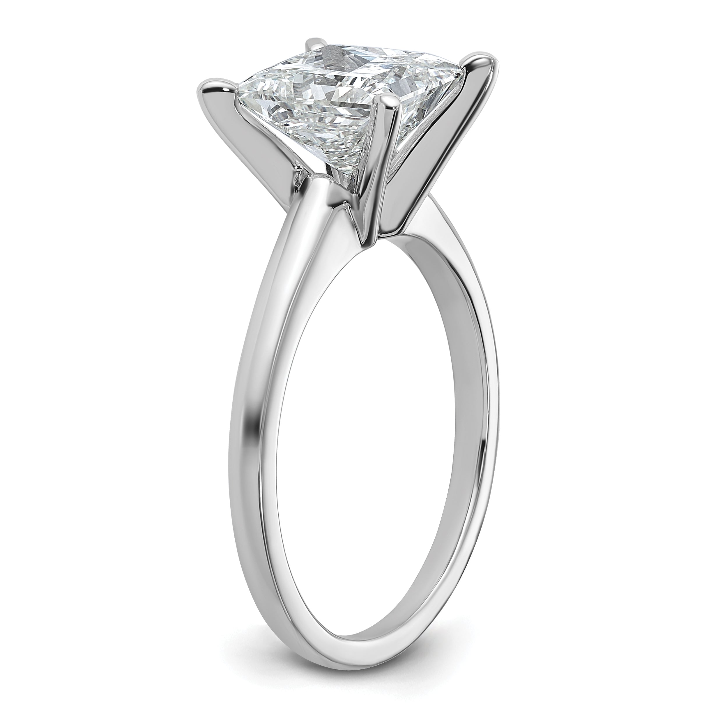 14k White Gold 2 1/2 carat Certified Lab Grown Diamond VS+ F+ Princess Complete Solitare Engagement Ring