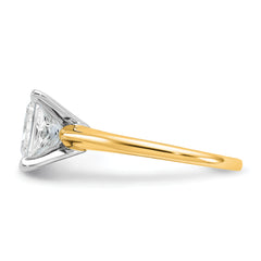 14k Two-tone 2 1/2 carat Certified Lab Grown Diamond VS+ F+ Princess Complete Solitare Engagement Ring