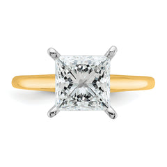14k Two-tone 2 1/2 carat Certified Lab Grown Diamond VS+ F+ Princess Complete Solitare Engagement Ring