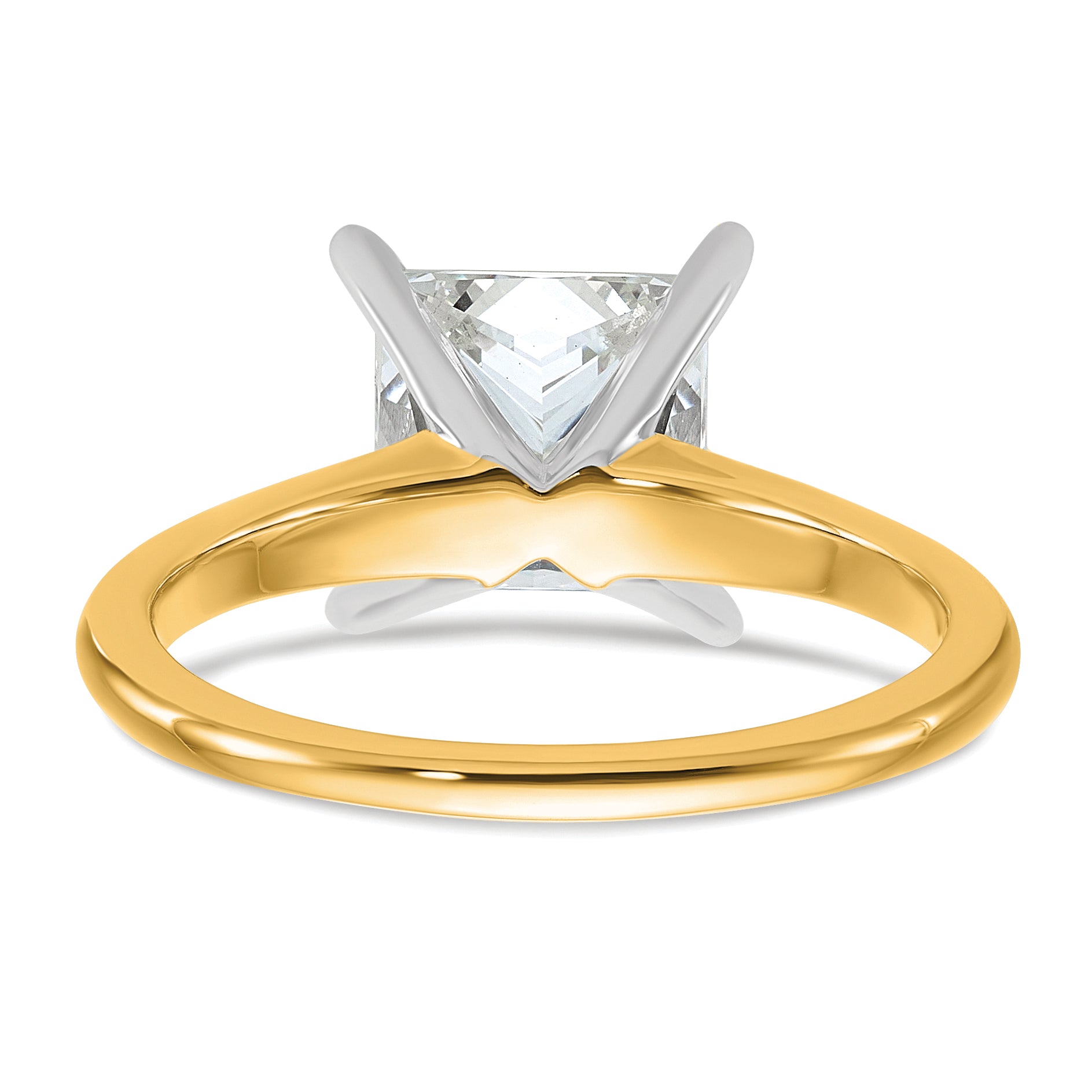 14k Two-tone 2 1/2 carat Certified Lab Grown Diamond VS+ F+ Princess Complete Solitare Engagement Ring