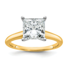 14k Two-tone 2 1/2 carat Certified Lab Grown Diamond VS+ F+ Princess Complete Solitare Engagement Ring