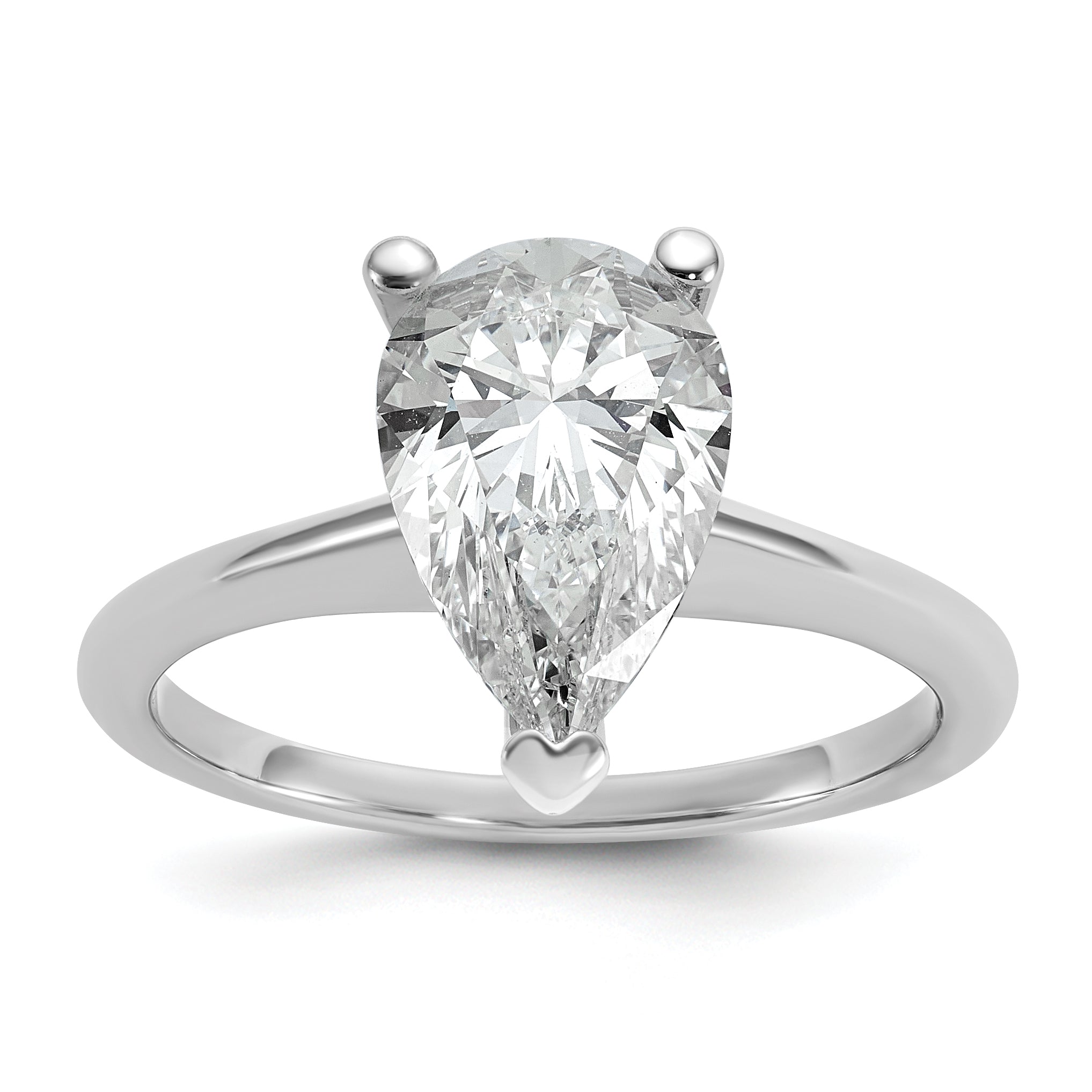 14k White Gold 2 1/2 carat Certified Lab Grown Diamond VS/SI+ G+ Pear Solitare Complete Engagement Ring