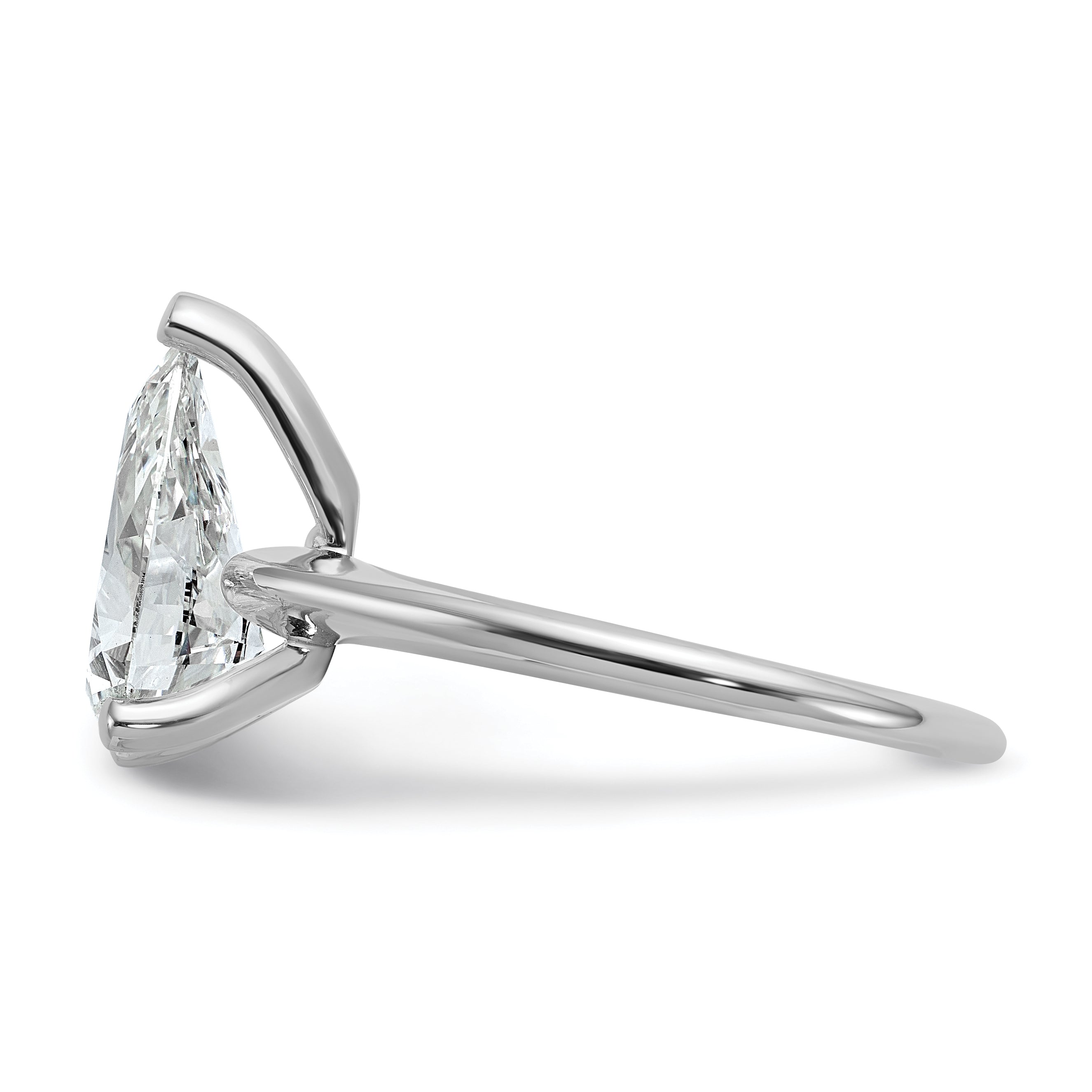 14k White Gold 2 1/2 carat Certified Lab Grown Diamond VS+ F+ Pear Solitare Complete Engagement Ring