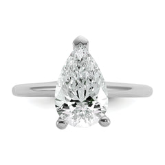 14k White Gold 2 1/2 carat Lab Grown Diamond VS+ F+ Pear Solitare Complete Engagement Ring