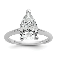 14k White Gold 2 1/2 carat Certified Lab Grown Diamond VS+ F+ Pear Solitare Complete Engagement Ring