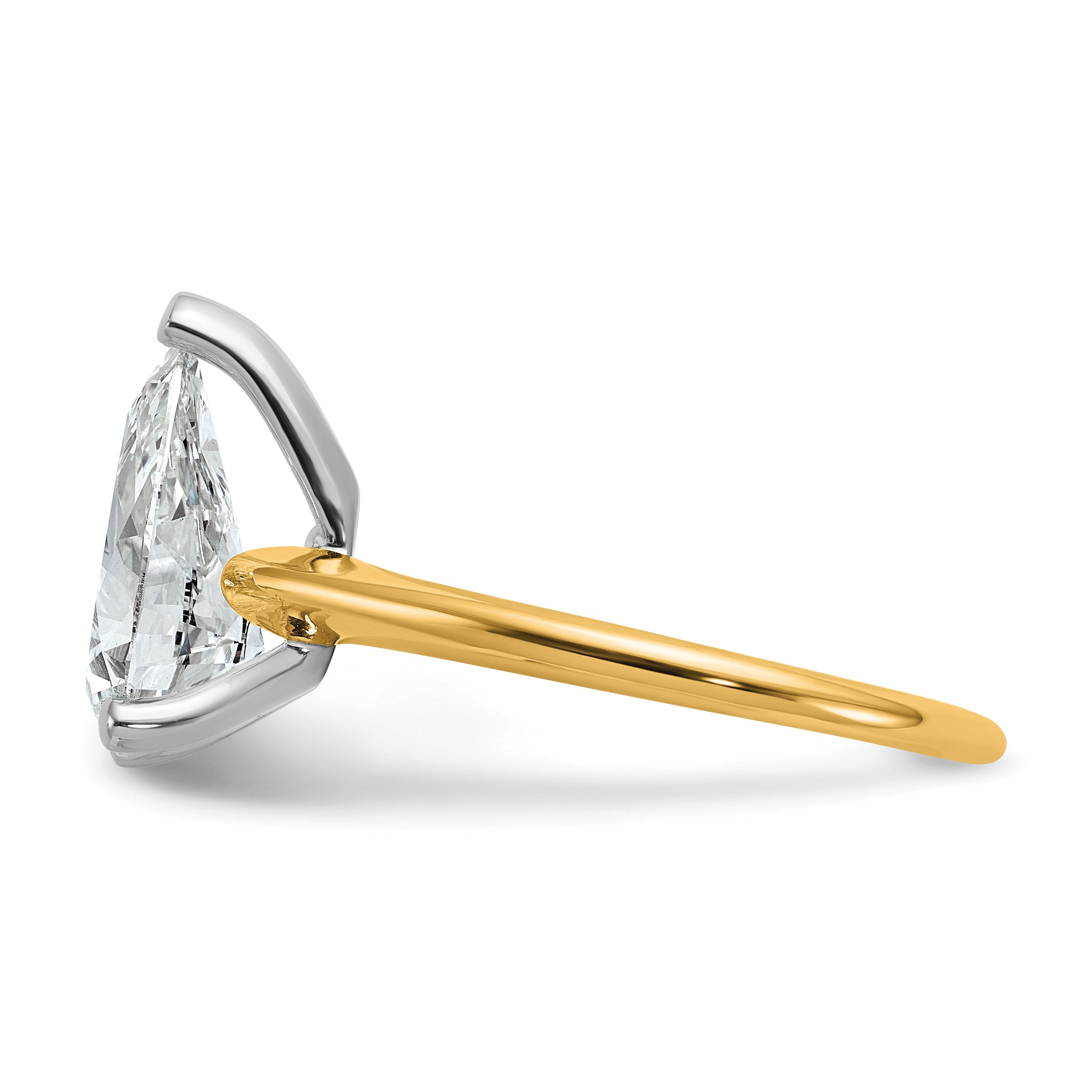 14k Two-tone 2 1/2 carat Certified Lab Grown Diamond VS+ F+ Pear Solitare Complete Engagement Ring