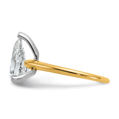 14k Two-tone 2 1/2 carat Lab Grown Diamond VS/SI+ G+ Pear Solitare Complete Engagement Ring